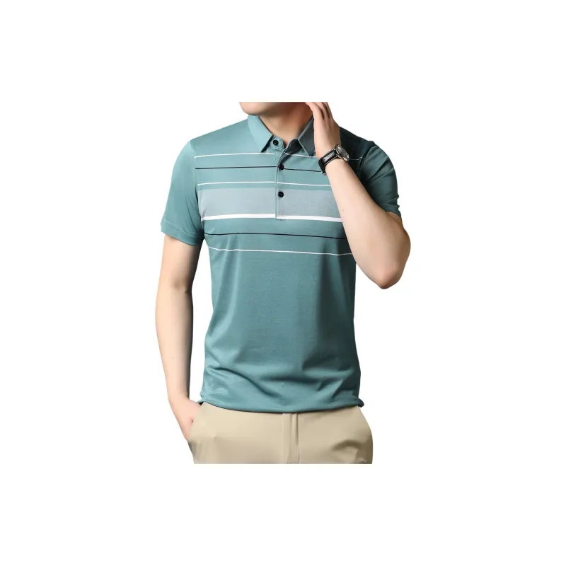 H YXIANG Polo Shirt Men's Lake Blue-4