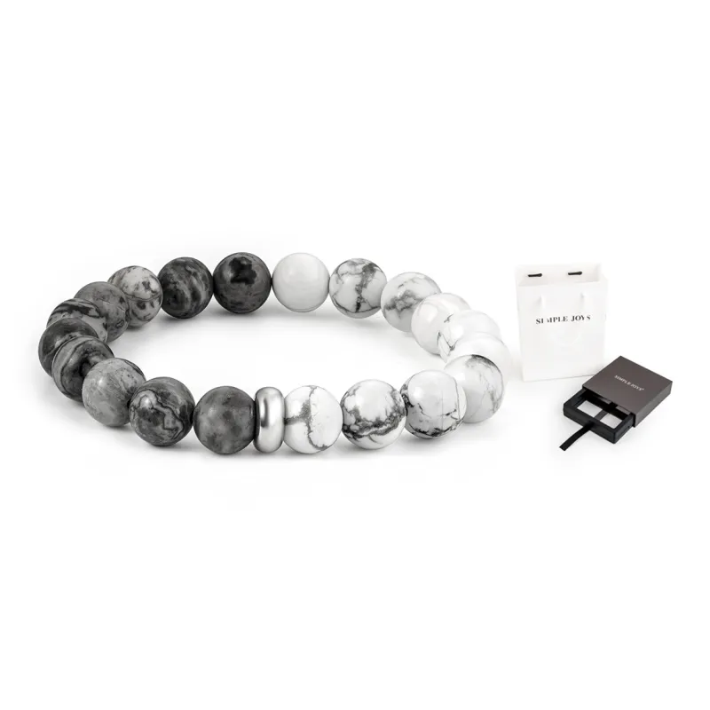 SIMPLE JOYS Bracelets Unisex Map Stone White Turquoise Stretchable Minimalist Style New Chinese Trend-0