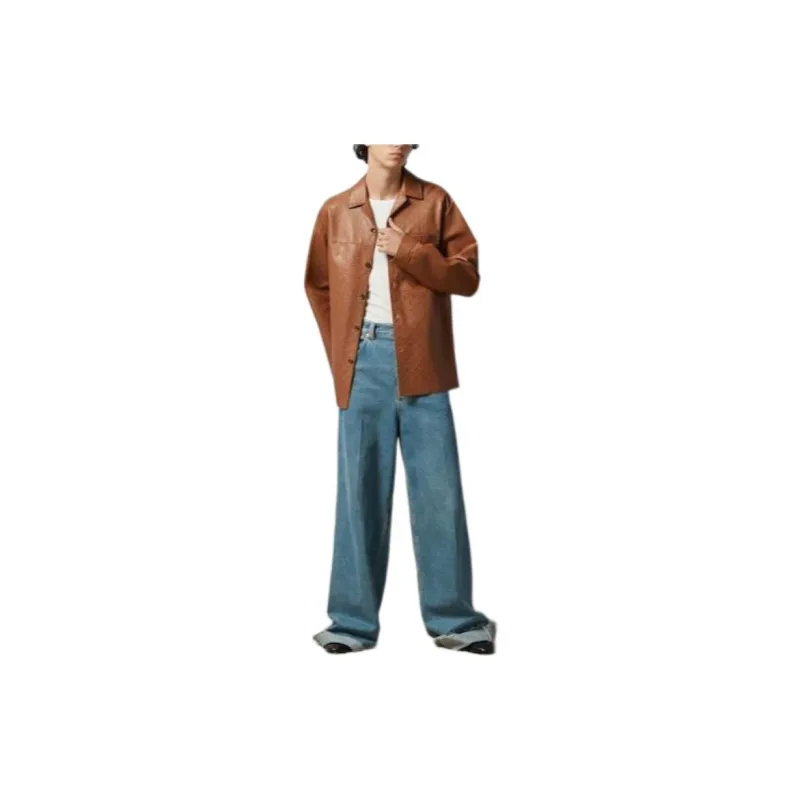 GUCCI Gg Supreme Leather Shirt Jacket-1