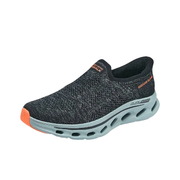 Skechers MEN'S GO WALK Wear resistant And Lightweight Low Top Casual Shoes Men's Black Gray Color-1