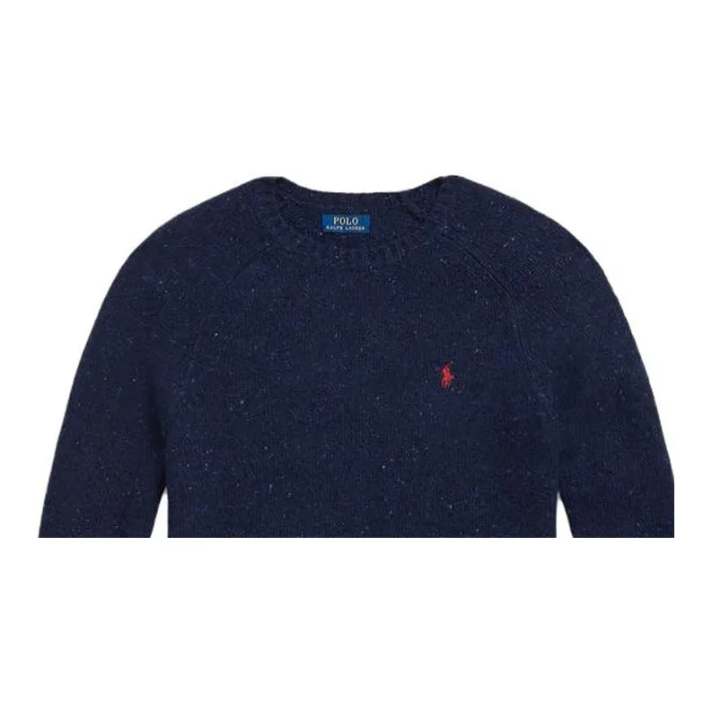 Polo Ralph Lauren FW23 Crew Neck Fitted Long Sleeved Knitwear Men's Marine Blue-5