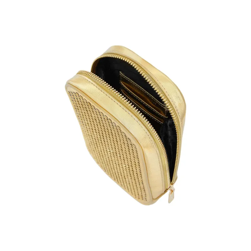 REBECCA MINKOFF Polyurethane One Shoulder Crossbody Cell Phone Pouch Women's Gold-2