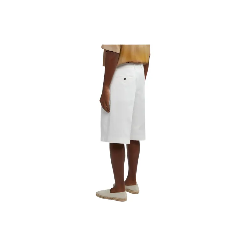 LARDINI Bermuda Comfort Corto In Cotone Satin Stretch Casual Shorts Men's White-3