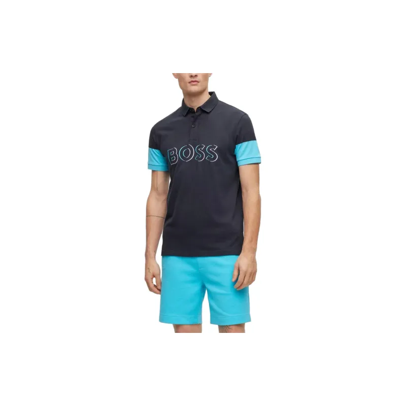 HUGO BOSS Logo Printed Ribbed Polo Shirt-2