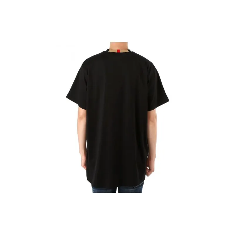 Burberry Men Icon Stripe Trim Cotton T-shirt Black-7
