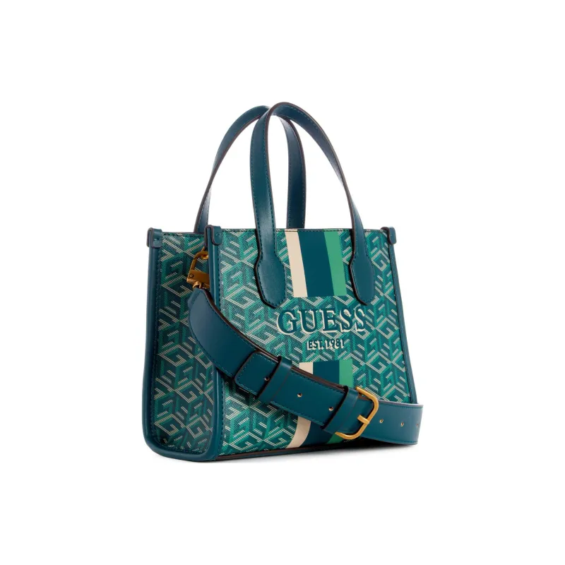 GUESS Leather Tote Bag Shopping Bag Handbag Mini Women's Green-1