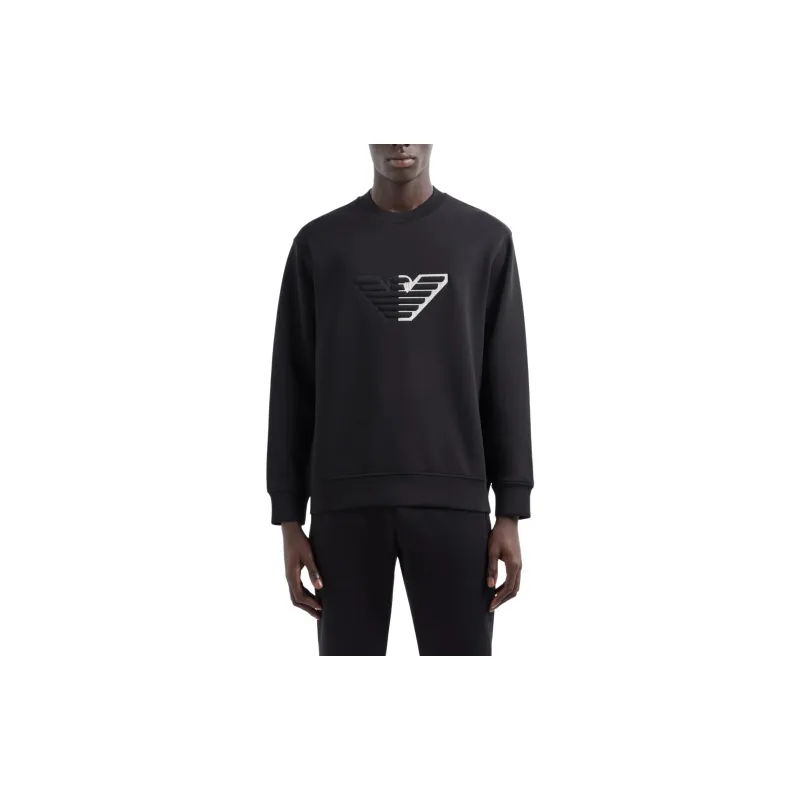 EMPORIO ARMANI Double jersey Sweatshirt With Embossed Oversized Eagle On A Chevron Background-1