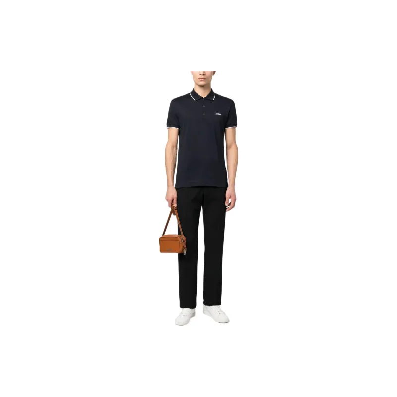 Zzegna Logo Embroidered Short Sleeved Polo Shirt-1