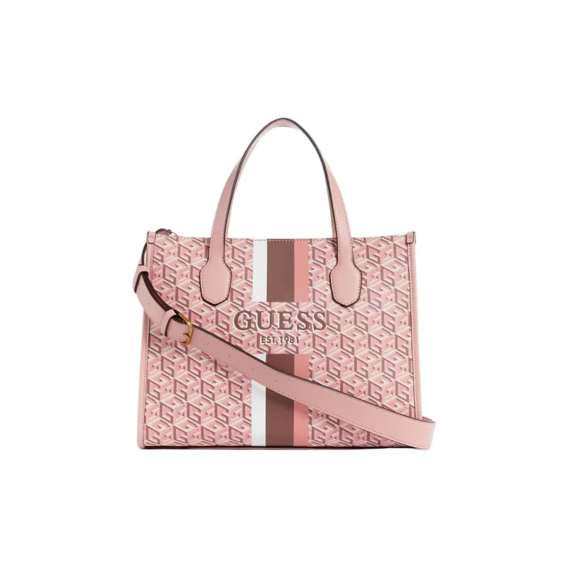 GUESS Artificial Leather Tote Bag Shopping Bag Handbag Women's Pink-0