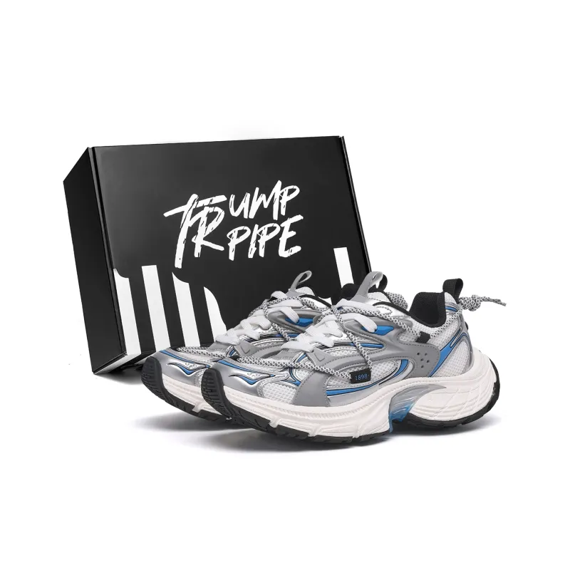 TRUMPPIPE Cushioning Height Increasing Low Top Chunky Sneakers Unisex Galaxy Gray Box Included-0