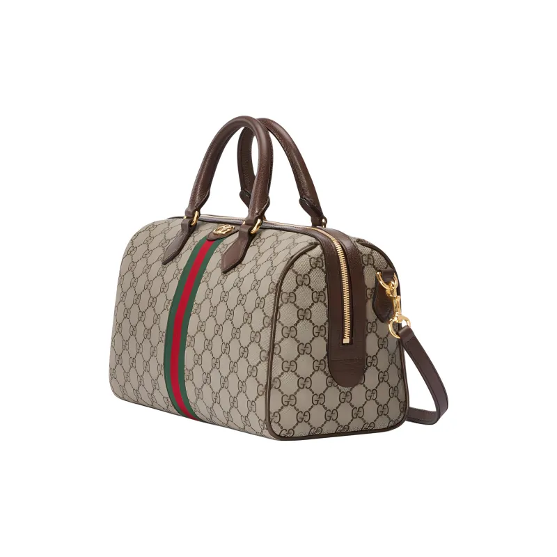 GUCCI Ophidia Canvas With Leather Binding One Shoulder Crossbody Canvas Bag Handbag Medium Size Women's Brown-2