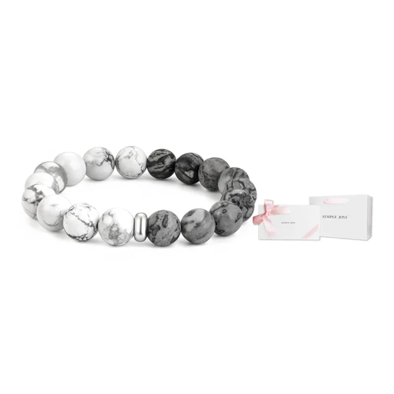 SIMPLE JOYS Bracelets Unisex Map Stone White Turquoise Stretchable Minimalist Style New Chinese Trend-38