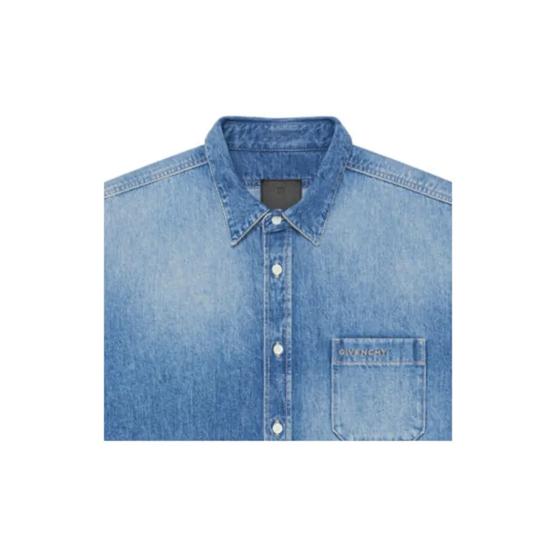 Givenchy Logo Embroidered Denim Shirt-4
