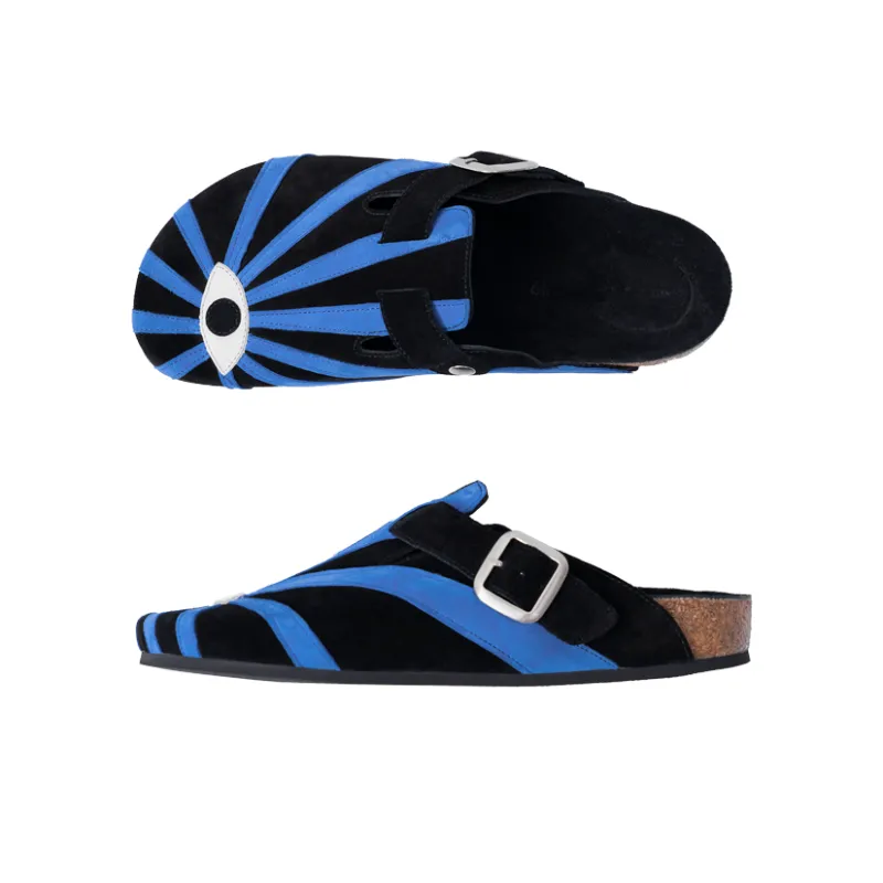 SYMBOLS OF LIGHT Cork Sole Slip Resistant Closed Toe Slippers Unisex Blue-1