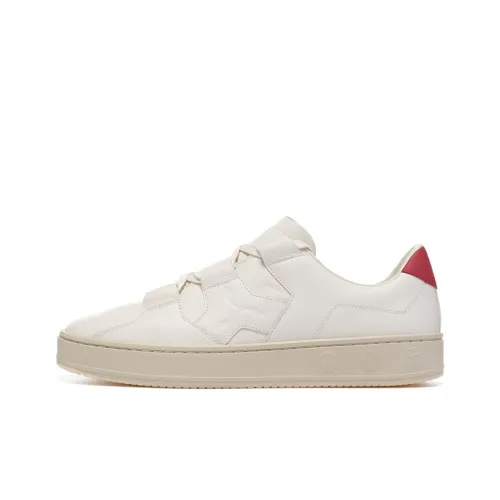 LI-NING 1990 Skateboard Shoes Men Low-Top White/Red