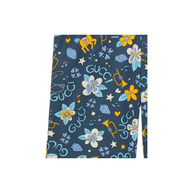 GUCCI Cotton Flower And Pony Print Shorts-3