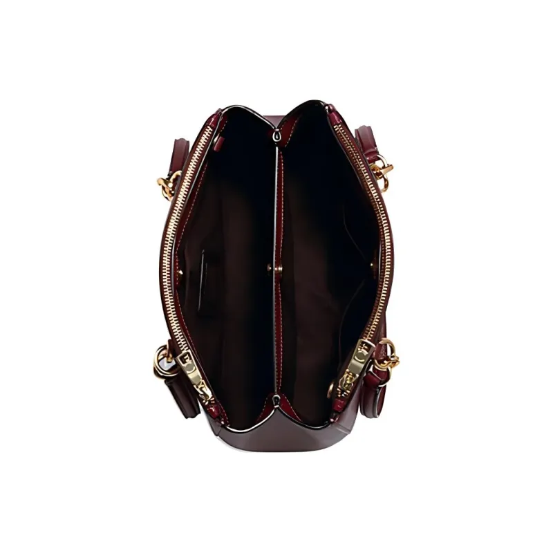 COACH Etta Cross-Stitch Leather Shoulder Bag Crossbody Bag Handbag Regular Women's Deep Red-2