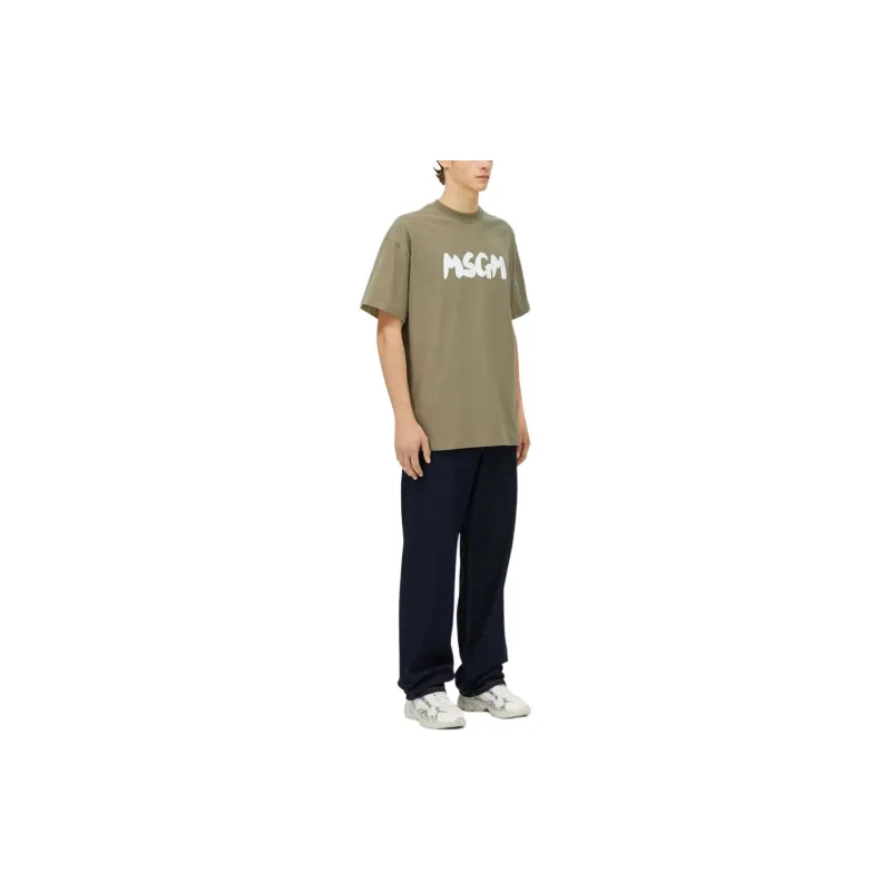 MSGM Brushed Logo Crewneck T Shirt-3
