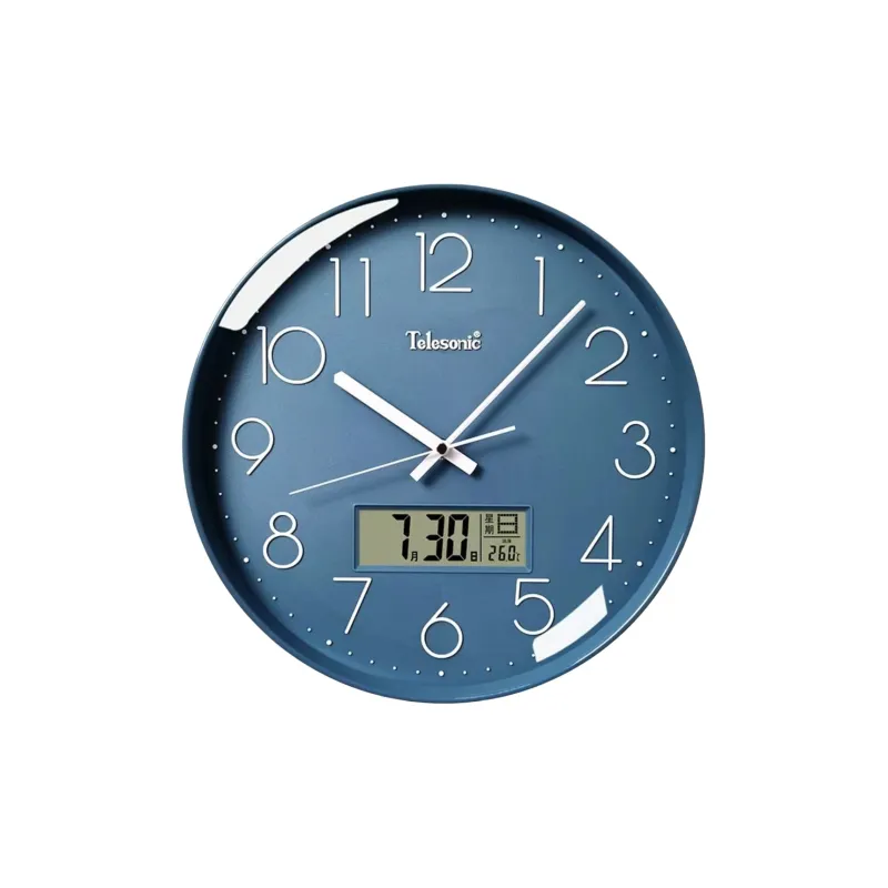 TELESONIC 2024 Sweeping Seconds Movement Plastic Wall Clock Unisex White Coffee Gold Blue-4