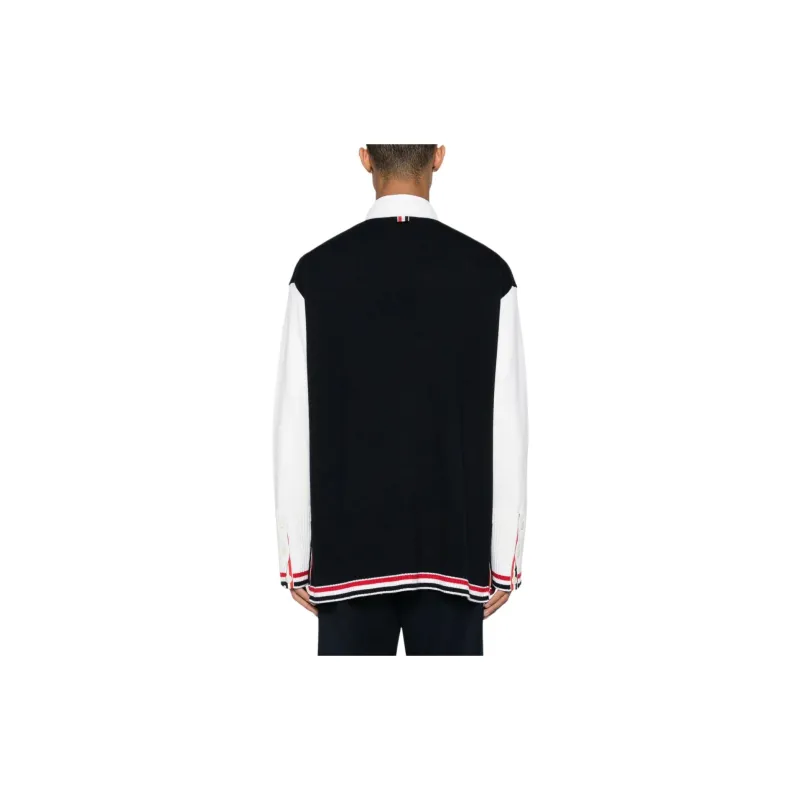 THOM BROWNE Colourblock Virgin wool Cardigan-3