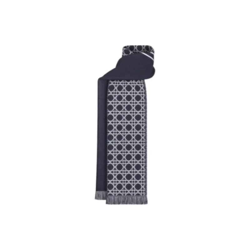 DIOR Wool Knit Scarves Men's Blue-1