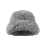 Faux Mink Fur Round Top-Gray