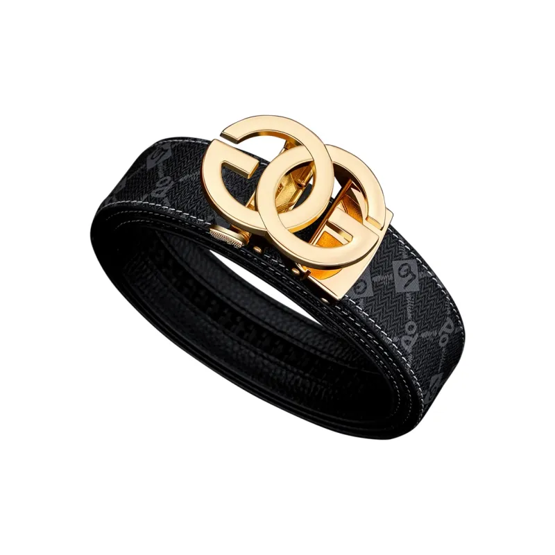 WilliamPOLO PVC Leather Belts Men's Gold 3.5cm Width-1