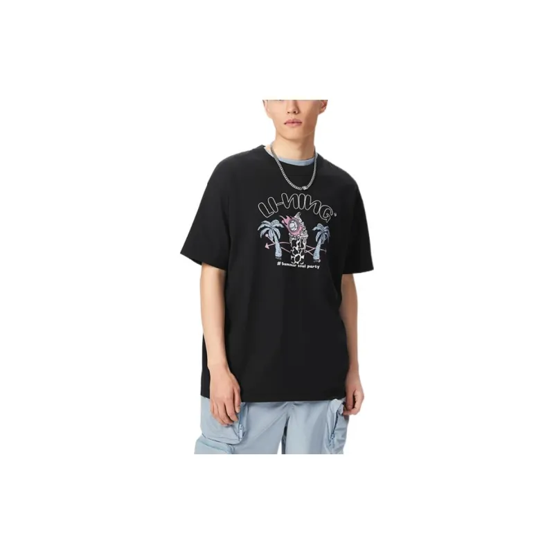 LINING Sports Trend Series T Shirts Men Black-2