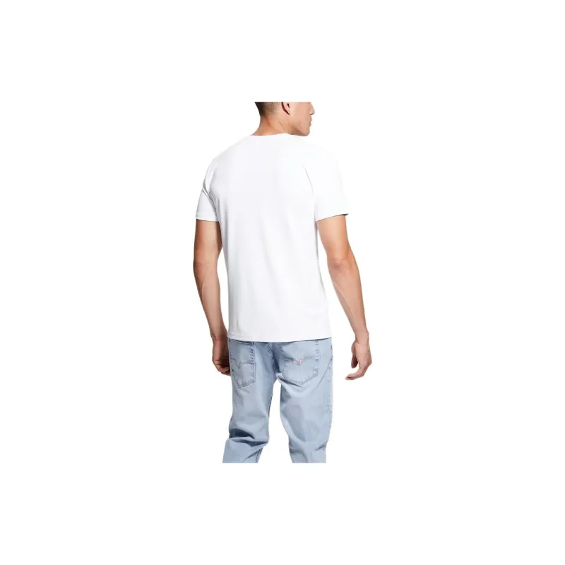 GUESS Signature Crewneck Tee T-Shirt Men's White-4