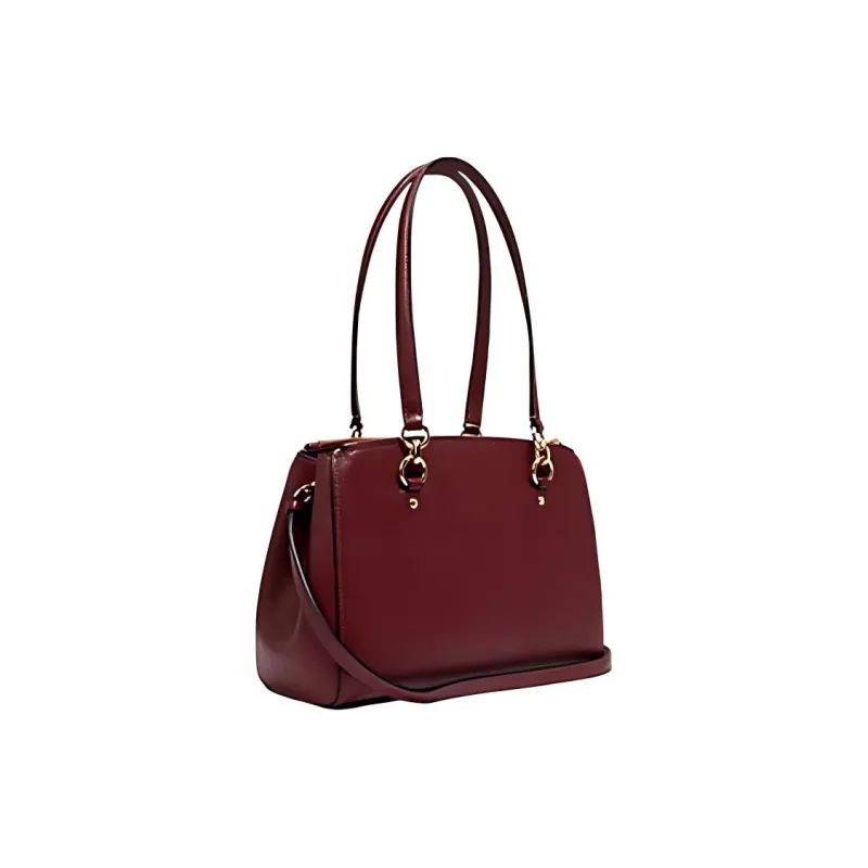 COACH Etta Cross-Stitch Leather Shoulder Bag Crossbody Bag Handbag Regular Women's Deep Red-1
