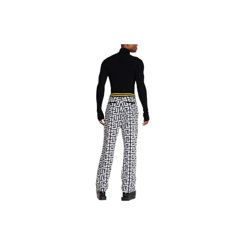 BALMAIN Maxi Monogram Velvet Pants-2