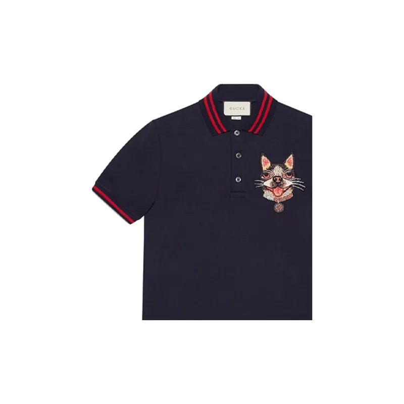 GUCCI Polo Shirts Men Ink Blue-4