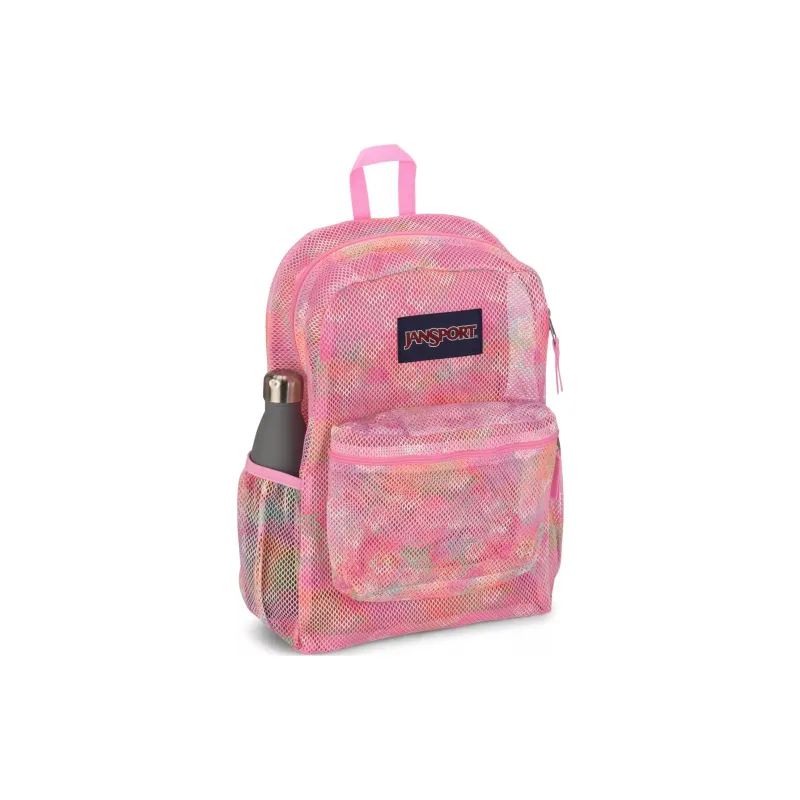 JanSport Recycled Polyester Mesh Backpack Unisex Neon Daisy-2