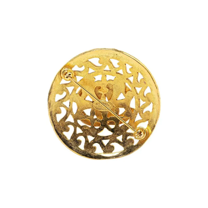 CHANEL 1995 Gold plated Cc Brooch-0