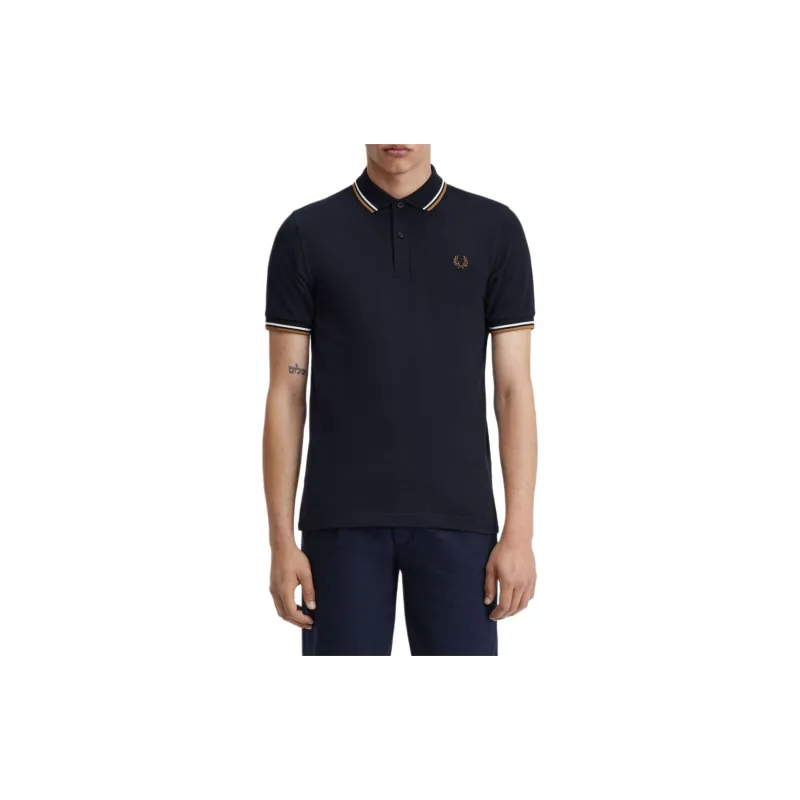 FRED PERRY Stripe trim Logo Polo Shirt-3