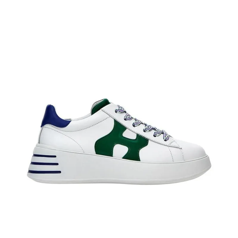 HOGAN Rebel Cushioning Anti-Slip And Wear-Resistant Low-Top Sports Casual Shoes Women's White Green-1