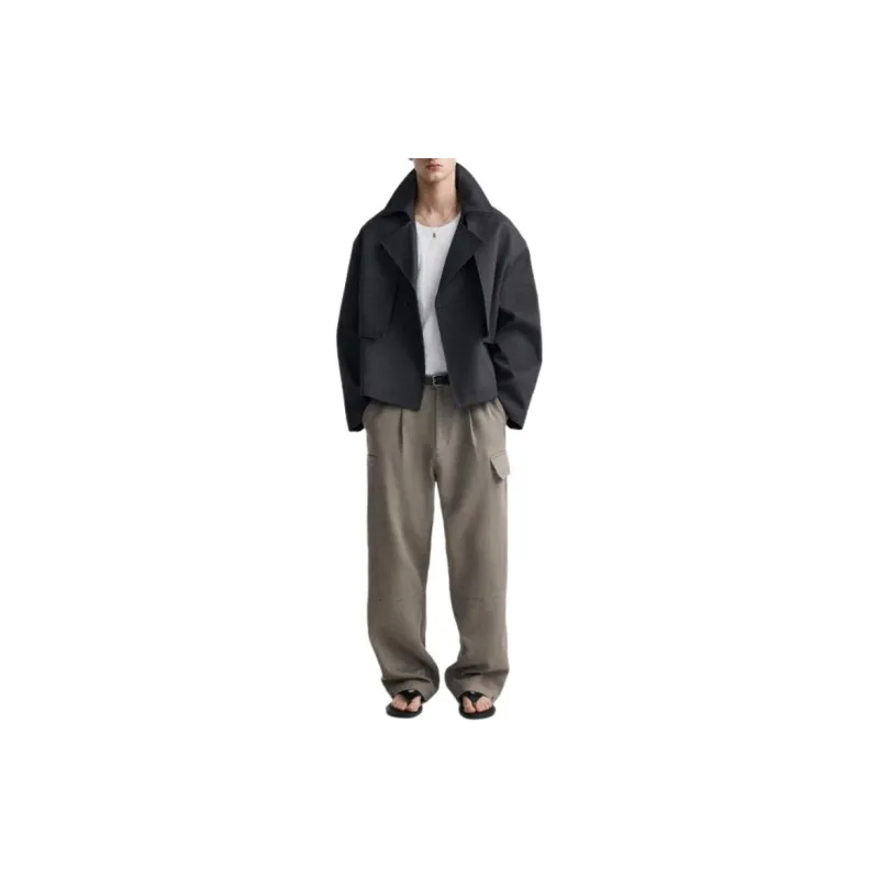 ZARA Trench Coats Men Blue-2