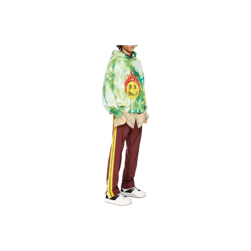 PALM ANGELS Smiley Intarsia Burning Head Tie Dye Hoodie-5