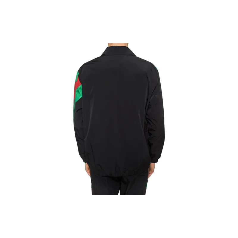 GUCCI Embroidered Contrast Stripe Logo Track Jacket-3