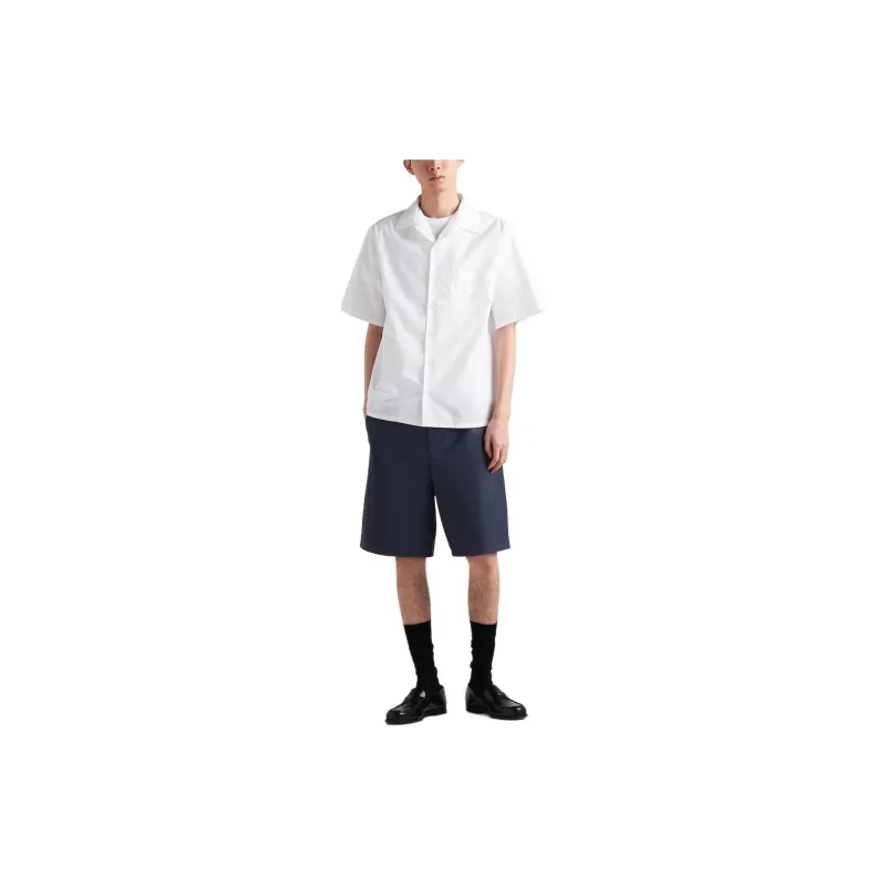 PRADA FW23 Nappa Leather Bermudas Casual Shorts Men's Marine Blue-1