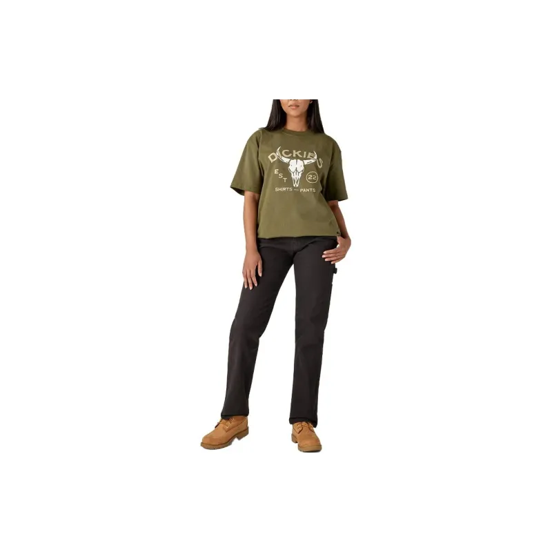 Dickies Bull Skull Heavyweight T-Shirt T-Shirt Unisex Green-1