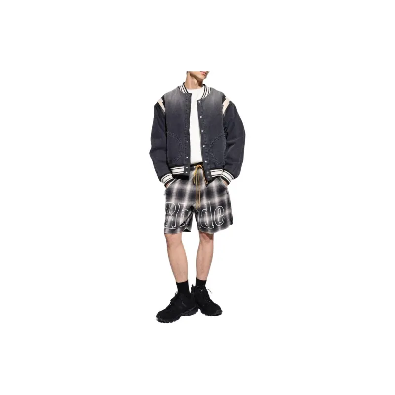 RHUDE Plaid Logo Shorts-1