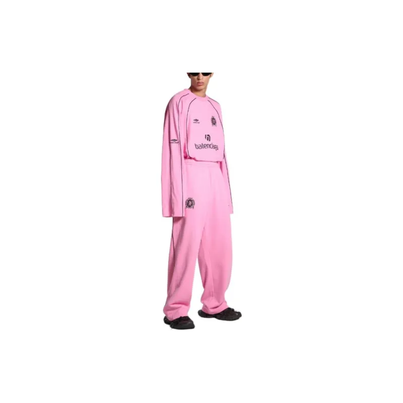 Balenciaga SS24 Knitted Sports Pants Loose Fit Style Unisex Pink-4