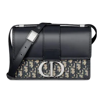 DIOR 30 Montaigne Oblique Jacquard With Smooth Calfskin Crossbody Bag, Shoulder Bag Women's Blue