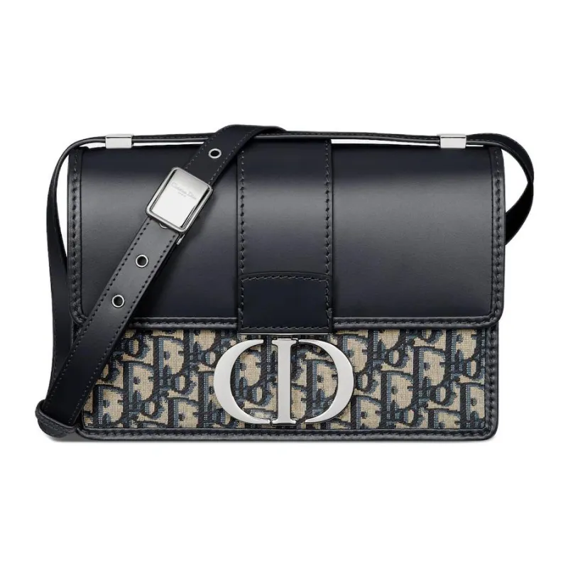 DIOR 30 Montaigne Oblique Jacquard With Smooth Calfskin Crossbody Bag, Shoulder Bag Women's Blue-0