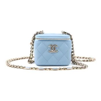 CHANEL 22SS Lambskin Box Bag, Shoulder Bag, Crossbody Bag Mini Women's Blue