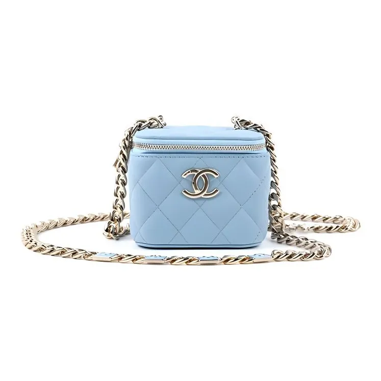 CHANEL 22SS Lambskin Box Bag, Shoulder Bag, Crossbody Bag Mini Women's Blue-0