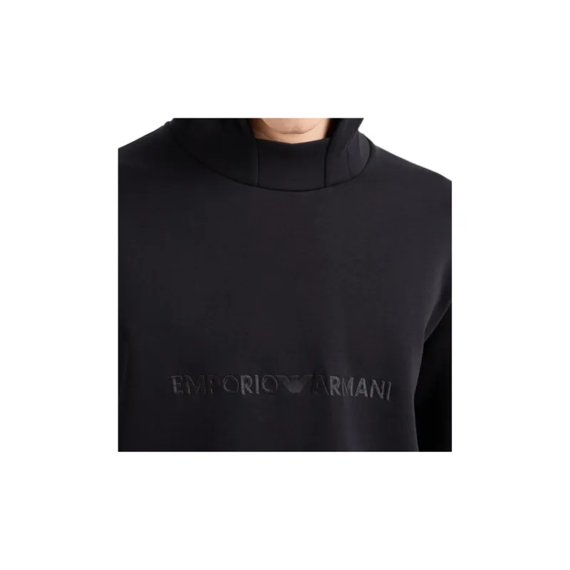 EMPORIO ARMANI Logo Embroidered Drawstring Hem Hoodie-4