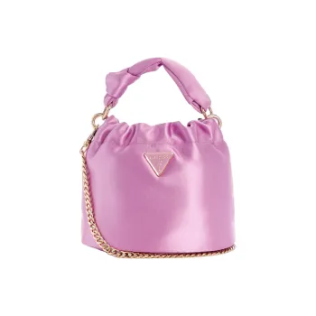 GUESS Satin Bucket Bags Shoulder Bag Crossbody Bag Handbag Mini Women's Pink