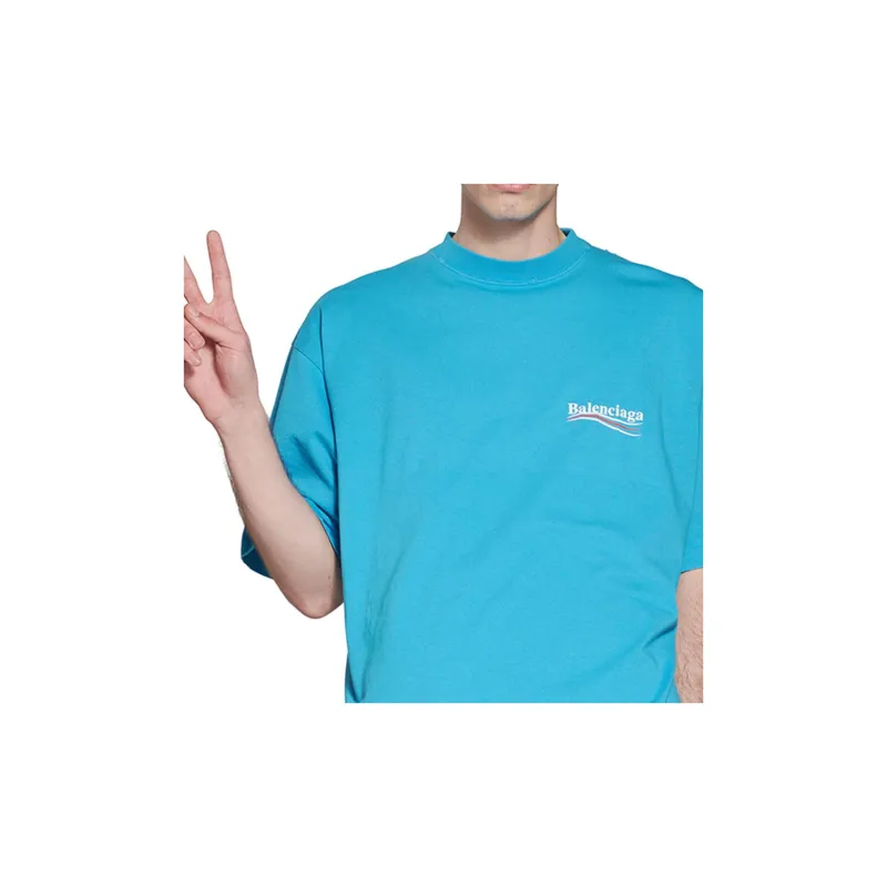 Balenciaga SS23 T Shirt Loose Fit Style Men's Blue-9